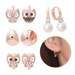 금침 로즈골드 큐빅 진주 원터치 귀걸이