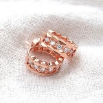 금침 로즈골드 원터치링 컷팅 큐빅 링 귀걸이