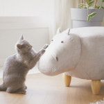 고양이 패브릭 가죽 동물모양 의자 스툴 원목 숨숨집 하우스 집