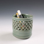 청자 투각 원형 필통 펜꽂이 다용도꽂이 소