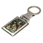 국선옻칠 자개 사각 열쇠고리 까치호랑이