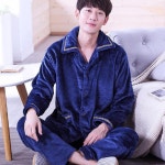 남성잠옷세트 겨울 두꺼운 잠옷 남성 플러스 벨벳 플란넬 긴 소매 남자잠옷세트 H5755