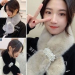 여성 연말모임 페이크퍼 진주포인트 인조퍼 머플러