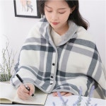 극세사 케이프담요 무릎담요 체크똑딱이 망토 블랭킷