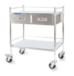 천양사 스테인리스 드레싱카트 상부서랍 2식 이동식 의료용 회진용 중형 CY-4246