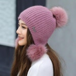 데일리 여성 앙고라모자 캐주얼 방울 귀달이 털모자