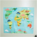 고품질 창문가리개 벽걸이 세계지도 공룡 인테리어천 WFIOGA3