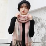 소프트 체크 머플러 겨울 목도리 핑크그레 핑크그레이 방한 겨울 선물