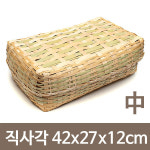 대나무 석작 직사각 중 한과바구니 폐백 떡상자 원석 말석 명절 밥바구니 뚜껑 대바구니 채반 중형42x27x12cm 1개