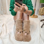 여성 겨울 도톰 수면 뽀그리 홈 곰 양말 미끄럼방지