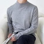 남성 남자 긴팔 니트 티셔츠 봄 가을 겨울 큰사이즈 반폴라 데일리 캐주얼 니트티 L