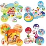 계절 스티커 봄 여름 가을 겨울 원형 스티커 5매입