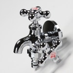 삼정크린 수도꼭지 두갈래 수도꼭지 온수 적색