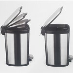 삼정788 고급 무소음 사각 스텐 페달 휴지통 12L