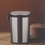 삼정788 고급 무소음 사각 스텐 페달 휴지통 12L