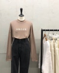 여자 겨울 영문 반폴라티셔츠 속기모 따뜻