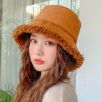 하젤 브린느 스웨이드 양털 버킷햇 A0076