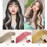 똑딱이 헤어 브릿지 컬러풀 포인트헤어 똑딱핀 부분가발 브릿지염색 모발 파티