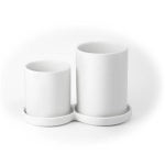 심플 도자기 수저통 조리도구 수저꽂이 2구 2조-화이트