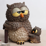 할아버지와 손자 부엉이 소품인형 대