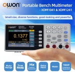 OWON 벤치 디지털 멀티미터 55000 True RMS 3 5 LCD 전류 전압계 온도 데스크탑 계산 XDM1041 XDM1241