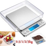디지털 주방 규모 미니 포켓 스테인레스 스틸 정밀 보석 전자 저울 무게 그램 500g 1000g 2000g 3000g