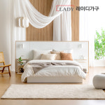 레이디가구 우디 화이트 호텔 수납 침대 프레임 Q + 패널2