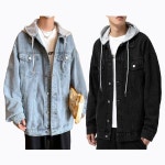 남자 오버핏 청자켓 데님 자켓 후드 탈부착