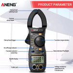 전문 디지털 클램프 미터 DC AC 전류 멀티 펜치 전압 테스터 자동차 NCV Ohm ST170