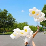 데이지 꽃 은박 풍선 7p 세트 X 10개 스틱봉