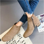 옆지퍼 여성앵클숏부츠 겨울구두 스웨이드 4cm굽