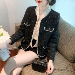 애니율 여성 봄 가을 비즈 트위드 자켓 화이트색 S G1563
