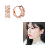 로즈골드 골드핀 큐빅 더블 링 귀걸이