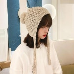 털귀마개 순수 컬러 뜨개질 봄버 모자 여성용 귀 보호 가을 겨울용 접이식귀마개 H3582