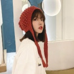 털귀마개 순수 컬러 뜨개질 봄버 모자 여성용 귀 보호 가을 겨울용 접이식귀마개 H3582
