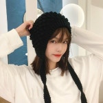 털귀마개 순수 컬러 뜨개질 봄버 모자 여성용 귀 보호 가을 겨울용 접이식귀마개 H3582