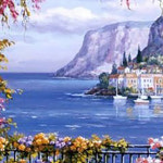 유럽 풍경 패브릭 보석십자수 사각 30x40