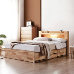 동서가구 이즈 비엘 LED 2단 4서랍 수납 원목 침대 프레임 SS(슈퍼싱글)