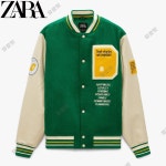 자라 ZARA 자라 콤비 그래픽 패치 야구점퍼 그린 J5125