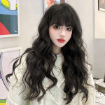 여성 풀뱅 웨이브 통가발 히피펌 긴머리 전체가발 1개 G0028