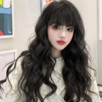 여성 풀뱅 웨이브 통가발 히피펌 긴머리 전체가발 1개 G0028