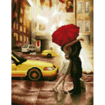 빨간 우산속의 연인 캔버스 보석십자수 40x50