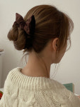 트윈벨벳 엣지리본 헤어슈슈 스크런치 곱창 머리끈