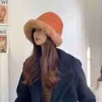 밍크 보넷모자 벙거지 퍼 버킷햇 양면 스웨이드 여성 겨울 털모자