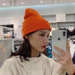 비비드 니트 롱비니 여자 와치캡 대 두 무지 파스텔 비니 모자 겨울