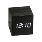 플라이토 지성 플라이토 우드 정사각 디지털 탁상 LED 시계 시계 개업 선물용 날짜 온도