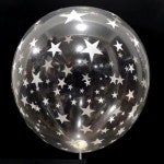 12 투명 별 인쇄풍선 클리어 흰색 스타 장식 별무늬 파티용품 파티소품 포로포즈 생일파티 꾸미기 데코
