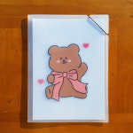 리본코지베어 투포켓 파일 밴드화일 A4 반투명 서류정리 문서 귀여운 파일케이스