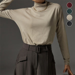 TAG 올리브그린 렌징모달 코튼터틀넥티블라우스4종택