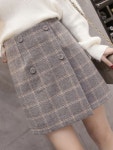 애니율 여성 가을 겨울 모직 체크 치마 바지 G1573